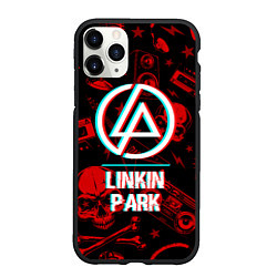 Чехол iPhone 11 Pro матовый Linkin Park rock glitch, цвет: 3D-черный