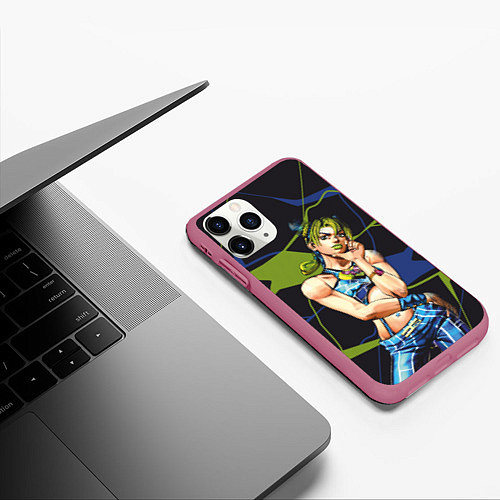 Чехол iPhone 11 Pro матовый Джолин Куджо дочь Джотаро / 3D-Малиновый – фото 3