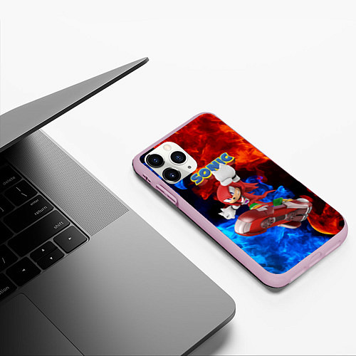 Чехол iPhone 11 Pro матовый Knuckles Echidna - Sonic - Video game / 3D-Розовый – фото 3