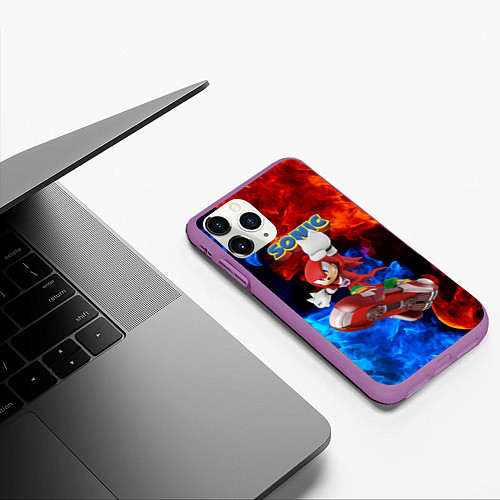 Чехол iPhone 11 Pro матовый Knuckles Echidna - Sonic - Video game / 3D-Фиолетовый – фото 3