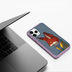 Чехол iPhone 11 Pro матовый Замороченный лис, цвет: 3D-сиреневый — фото 2