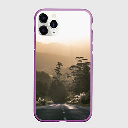 Чехол iPhone 11 Pro матовый Дорога в закaт, цвет: 3D-фиолетовый