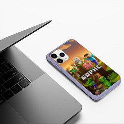 Чехол iPhone 11 Pro матовый Борис Minecaft, цвет: 3D-светло-сиреневый — фото 2