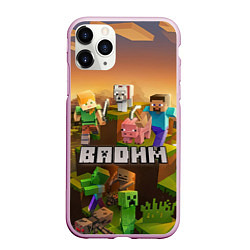 Чехол iPhone 11 Pro матовый Вадим Minecraft, цвет: 3D-розовый