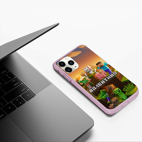 Чехол iPhone 11 Pro матовый Валентина Minecraft / 3D-Розовый – фото 3