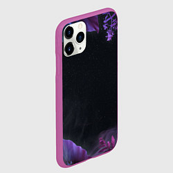 Чехол iPhone 11 Pro матовый Неоновые космические тропики, цвет: 3D-фиолетовый — фото 2