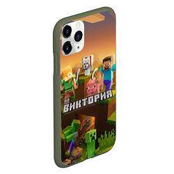 Чехол iPhone 11 Pro матовый Виктория Minecraft, цвет: 3D-темно-зеленый — фото 2