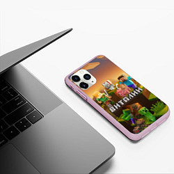 Чехол iPhone 11 Pro матовый Виталий Minecraft, цвет: 3D-розовый — фото 2