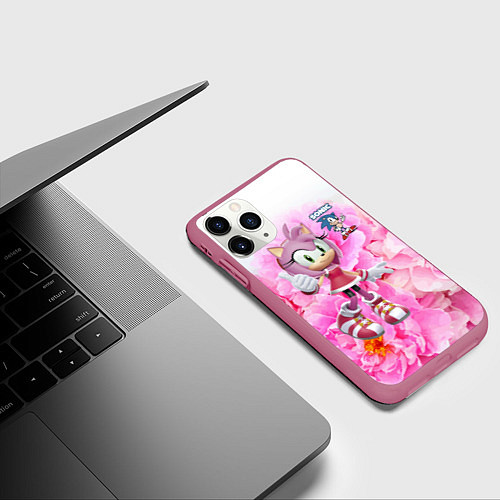 Чехол iPhone 11 Pro матовый Sonic - Amy Rose - Video game / 3D-Малиновый – фото 3