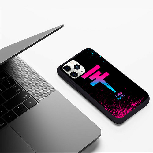 Чехол iPhone 11 Pro матовый Tokio Hotel - neon gradient / 3D-Черный – фото 3