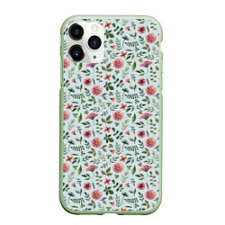 Чехол iPhone 11 Pro матовый Мятно-цветочный, цвет: 3D-салатовый