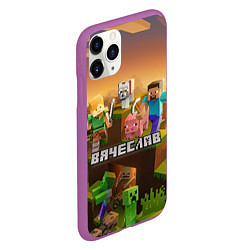 Чехол iPhone 11 Pro матовый Вячеслав Minecraft, цвет: 3D-фиолетовый — фото 2