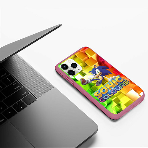 Чехол iPhone 11 Pro матовый Sonic Colours - Hedgehog - Video game / 3D-Малиновый – фото 3