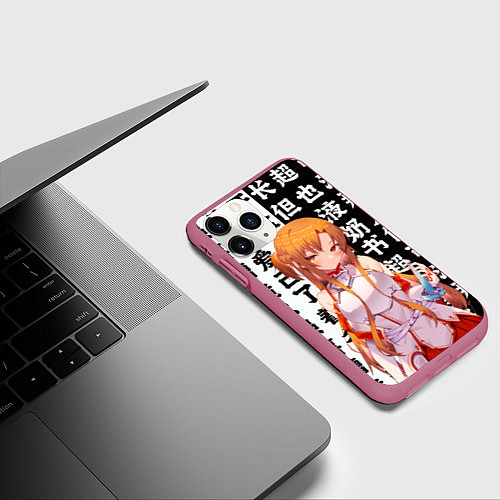 Чехол iPhone 11 Pro матовый Асуна - Sword art online / 3D-Малиновый – фото 3