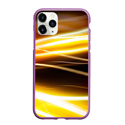 Чехол iPhone 11 Pro матовый Желтые неоновые полосы, цвет: 3D-фиолетовый