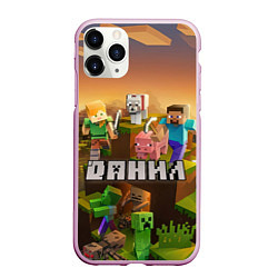 Чехол iPhone 11 Pro матовый Данил Minecraft, цвет: 3D-розовый