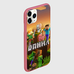 Чехол iPhone 11 Pro матовый Данил Minecraft, цвет: 3D-малиновый — фото 2
