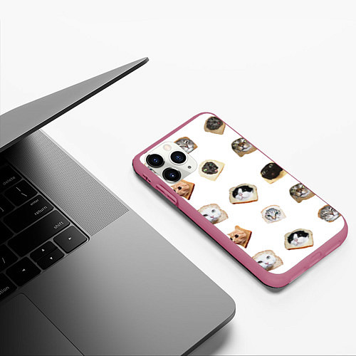 Чехол iPhone 11 Pro матовый Хлебокоты / 3D-Малиновый – фото 3