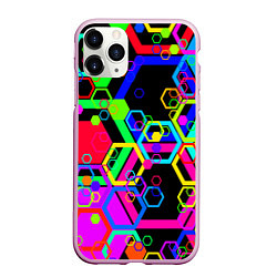 Чехол iPhone 11 Pro матовый Разноцветная геометрическая текстура, цвет: 3D-розовый