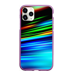 Чехол iPhone 11 Pro матовый Абстрактные неоновые полосы, цвет: 3D-фиолетовый