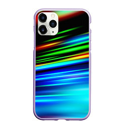 Чехол iPhone 11 Pro матовый Абстрактные неоновые полосы, цвет: 3D-светло-сиреневый