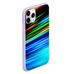 Чехол iPhone 11 Pro матовый Абстрактные неоновые полосы, цвет: 3D-светло-сиреневый — фото 2