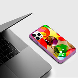 Чехол iPhone 11 Pro матовый Большие мыльные пузыри, цвет: 3D-фиолетовый — фото 2