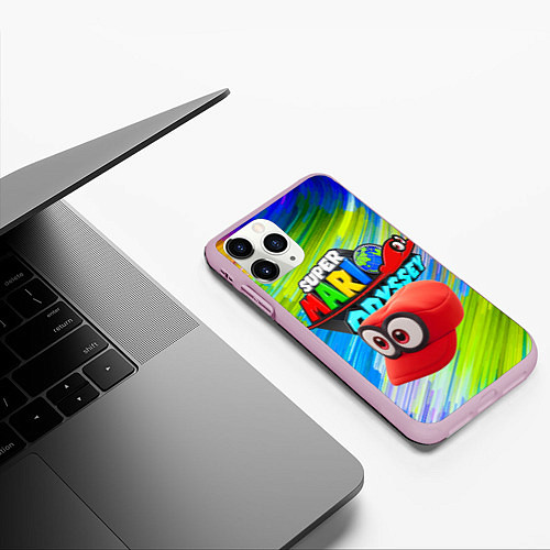 Чехол iPhone 11 Pro матовый Super Mario Odyssey - Nintendo - Бейсболка / 3D-Розовый – фото 3