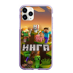 Чехол iPhone 11 Pro матовый Инга Minecraft, цвет: 3D-светло-сиреневый