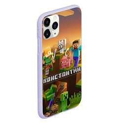 Чехол iPhone 11 Pro матовый Константин Minecraft, цвет: 3D-светло-сиреневый — фото 2