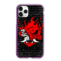 Чехол iPhone 11 Pro матовый Двоичный код - Cyberpunk 2077, цвет: 3D-фиолетовый