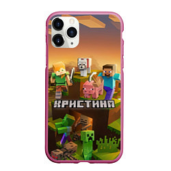 Чехол iPhone 11 Pro матовый Кристина Minecraft, цвет: 3D-малиновый