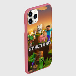Чехол iPhone 11 Pro матовый Кристина Minecraft, цвет: 3D-малиновый — фото 2