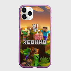 Чехол iPhone 11 Pro матовый Леонид Minecraft, цвет: 3D-фиолетовый
