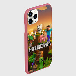 Чехол iPhone 11 Pro матовый Максим Minecraft, цвет: 3D-малиновый — фото 2
