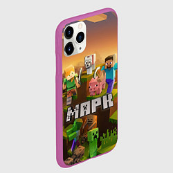 Чехол iPhone 11 Pro матовый Марк Minecraft, цвет: 3D-фиолетовый — фото 2