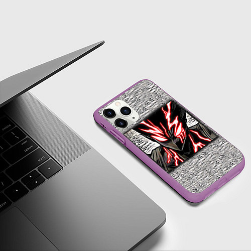 Чехол iPhone 11 Pro матовый Garou Rage Mode / 3D-Фиолетовый – фото 3