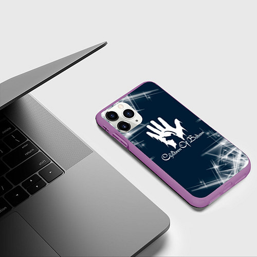 Чехол iPhone 11 Pro матовый Children of Bodom абстракция / 3D-Фиолетовый – фото 3