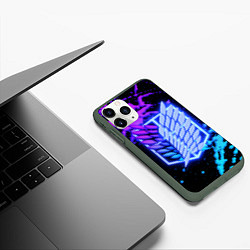 Чехол iPhone 11 Pro матовый Attack on Titan neon, цвет: 3D-темно-зеленый — фото 2