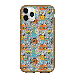 Чехол iPhone 11 Pro матовый Фантастические животные, цвет: 3D-коричневый