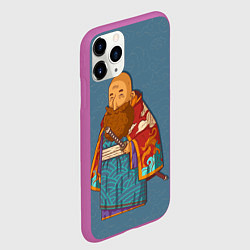 Чехол iPhone 11 Pro матовый Лысый самурай, цвет: 3D-фиолетовый — фото 2