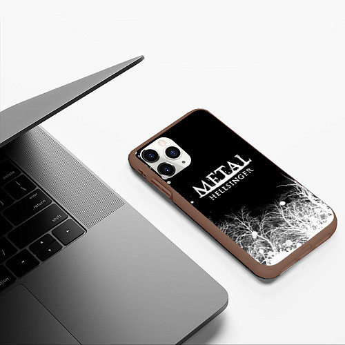 Чехол iPhone 11 Pro матовый Метал хэллрайсингер арт / 3D-Коричневый – фото 3