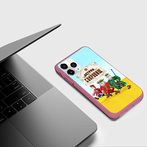Чехол iPhone 11 Pro матовый Остров сокровищ - персонажи / 3D-Малиновый – фото 3
