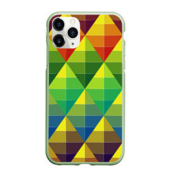 Чехол iPhone 11 Pro матовый Узор из разноцветных фигур, цвет: 3D-салатовый