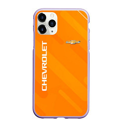 Чехол iPhone 11 Pro матовый Chevrolet Абстракция жёлтая, цвет: 3D-светло-сиреневый