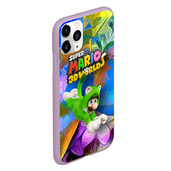 Чехол iPhone 11 Pro матовый Luigi cat - Super Mario 3D World - Nintendo, цвет: 3D-сиреневый — фото 2