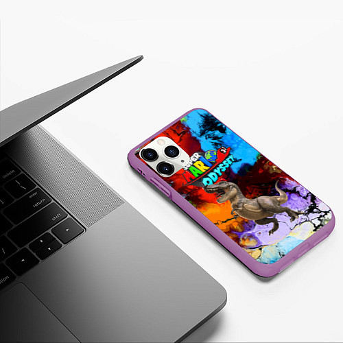 Чехол iPhone 11 Pro матовый Super Mario Odyssey - Dinosaur - Nintendo / 3D-Фиолетовый – фото 3