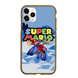 Чехол iPhone 11 Pro матовый Марио и Луиджи гонщики - Super Mario, цвет: 3D-коричневый