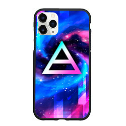 Чехол iPhone 11 Pro матовый Thirty Seconds to Mars неоновый космос, цвет: 3D-черный