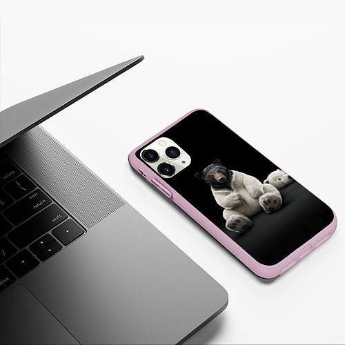 Чехол iPhone 11 Pro матовый Медведь в костюме ростовой куклы / 3D-Розовый – фото 3